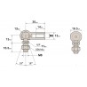 1 x 13mm ball & socket joint with seal M8 Leftt Hand Thread