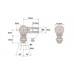 Pair of 8mm ball joint M5 Right Hand Thread G